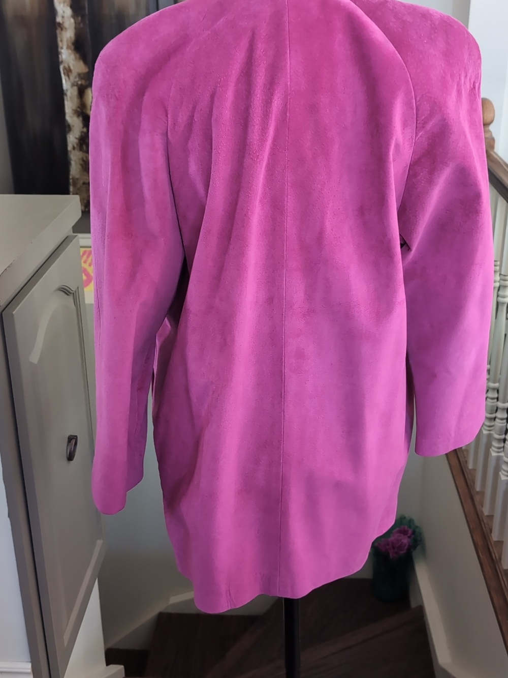 Danier Women's Open Front Suede Jacket - Hot Pink P2P 20.5 Length 31 - Picture 2 of 4